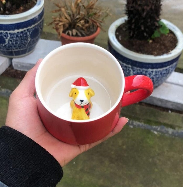 Weihnachtstasse, Kaffee-/Milch-/Frühstückstasse, Schneemann, Weihnachtsmann, Cartoon-Keramiktasse, 3D-Tier, Weihnachtsgeschenktasse für Freunde und Familie
