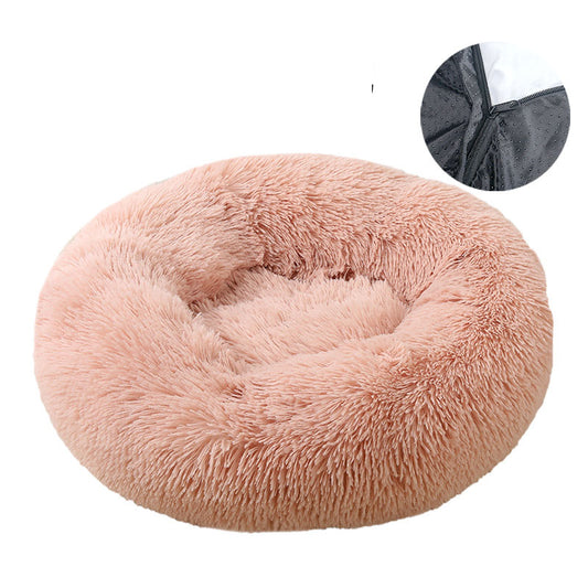Hundebett, Abnehmbares und waschbares rundes Plüsch-Haustierbett, Katzenbett, warmes Haustierzubehör, Hundebett, Haustierbett, Haustiermatte