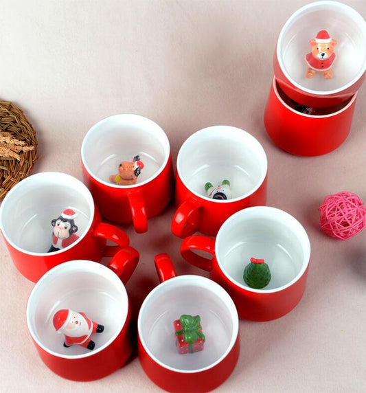 Weihnachtstasse, Kaffee-/Milch-/Frühstückstasse, Schneemann, Weihnachtsmann, Cartoon-Keramiktasse, 3D-Tier, Weihnachtsgeschenktasse für Freunde und Familie