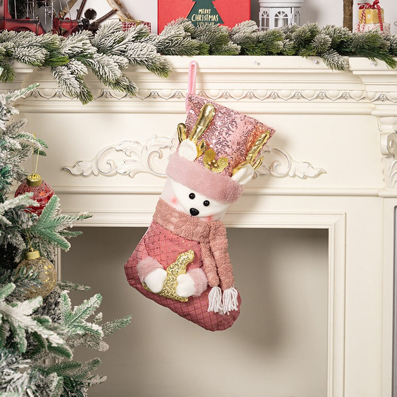 Weihnachtsdeko Weihnachten rosa Pailletten Weihnachtssocken Geschenksocken
