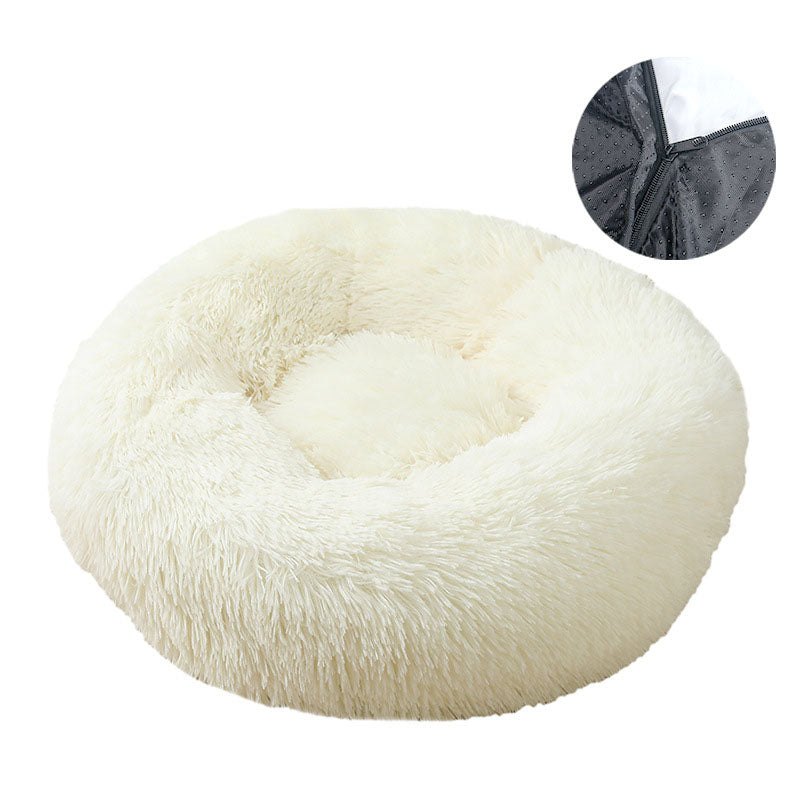 Hundebett, Abnehmbares und waschbares rundes Plüsch-Haustierbett, Katzenbett, warmes Haustierzubehör, Hundebett, Haustierbett, Haustiermatte