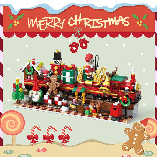 Weihnachtsbausteine, Blindbox mit 24-Tage-Countdown-Kalendern, Weihnachtszüge, Weihnachtsmann-Waggon-Bausteine