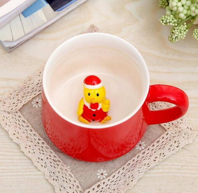 Weihnachtstasse, Kaffee-/Milch-/Frühstückstasse, Schneemann, Weihnachtsmann, Cartoon-Keramiktasse, 3D-Tier, Weihnachtsgeschenktasse für Freunde und Familie