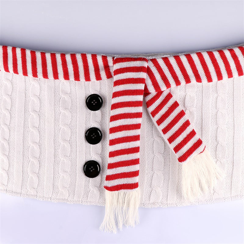 Weißes Weihnachtsshirt, Schal, Christbaumrock, Weihnachtsdeko, Christbaumfußband, Christbaumrock