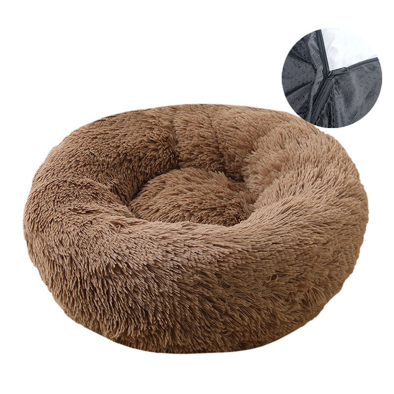 Hundebett, Abnehmbares und waschbares rundes Plüsch-Haustierbett, Katzenbett, warmes Haustierzubehör, Hundebett, Haustierbett, Haustiermatte