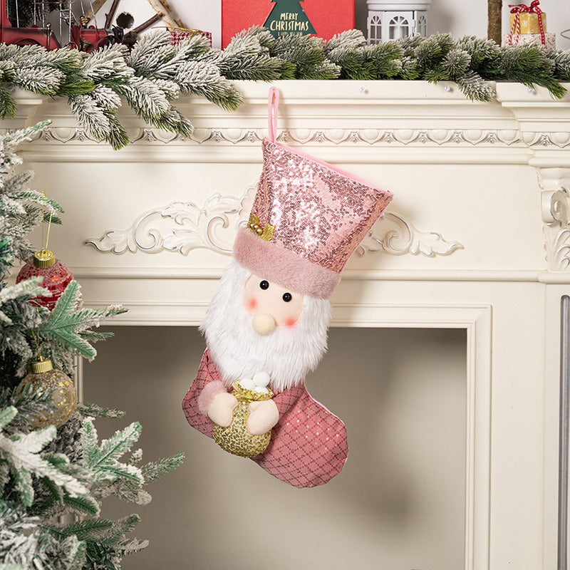 Weihnachtsdeko Weihnachten rosa Pailletten Weihnachtssocken Geschenksocken