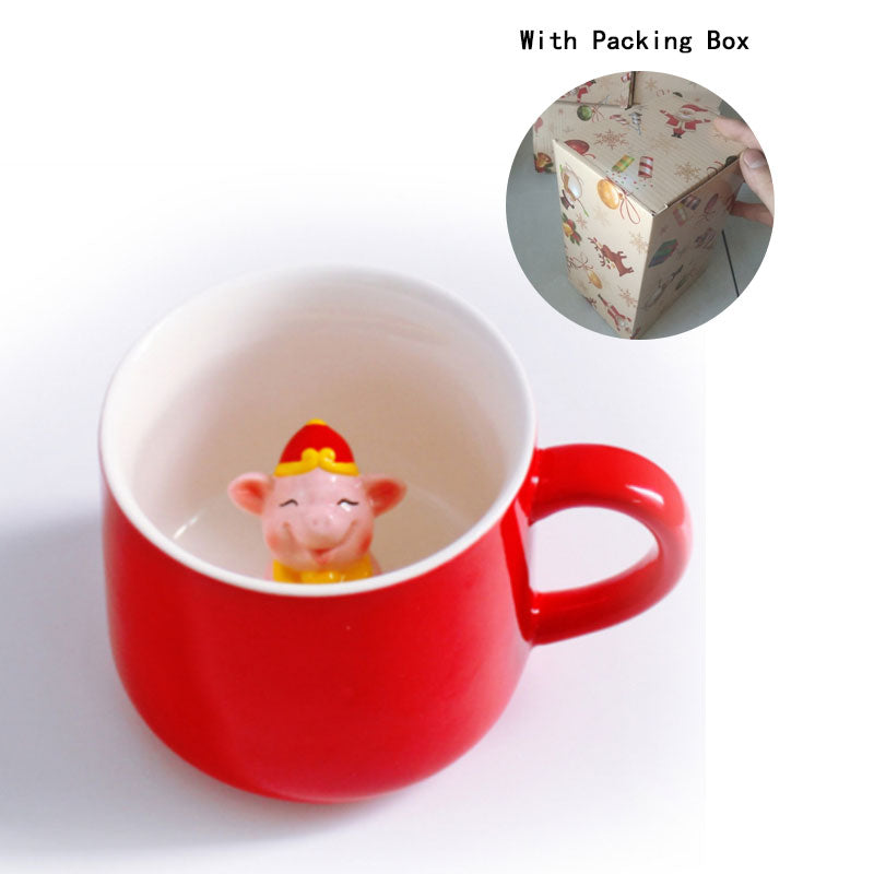 Weihnachtstasse, Kaffee-/Milch-/Frühstückstasse, Schneemann, Weihnachtsmann, Cartoon-Keramiktasse, 3D-Tier, Weihnachtsgeschenktasse für Freunde und Familie