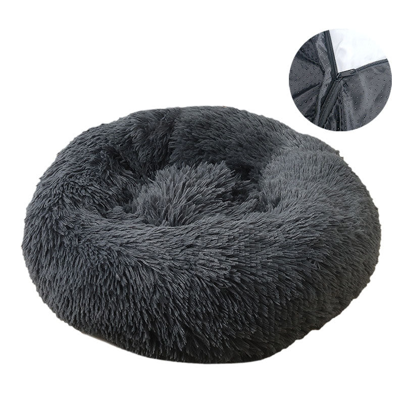 Hundebett, Abnehmbares und waschbares rundes Plüsch-Haustierbett, Katzenbett, warmes Haustierzubehör, Hundebett, Haustierbett, Haustiermatte