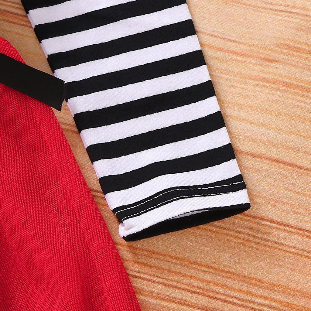 Kleinkind Mädchen Weihnachten Kleid Santa Striped Print Tüll Kleid + Stirnband Outfits Kleinkind Weihnachten Kleid Mädchen Vestido Infantil