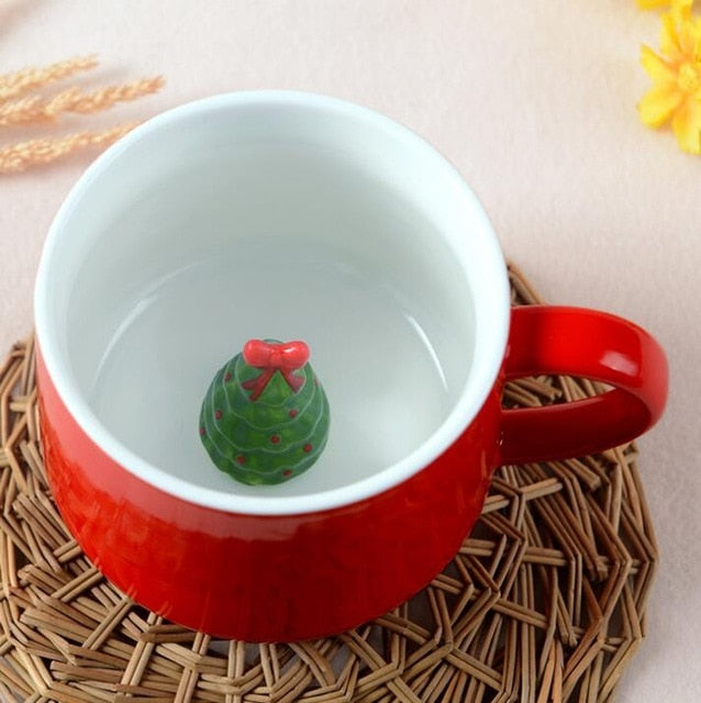 Weihnachtstasse, Kaffee-/Milch-/Frühstückstasse, Schneemann, Weihnachtsmann, Cartoon-Keramiktasse, 3D-Tier, Weihnachtsgeschenktasse für Freunde und Familie