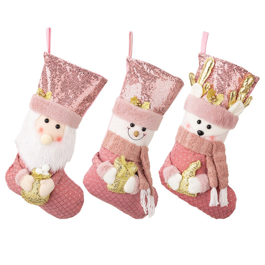 Weihnachtsdeko Weihnachten rosa Pailletten Weihnachtssocken Geschenksocken