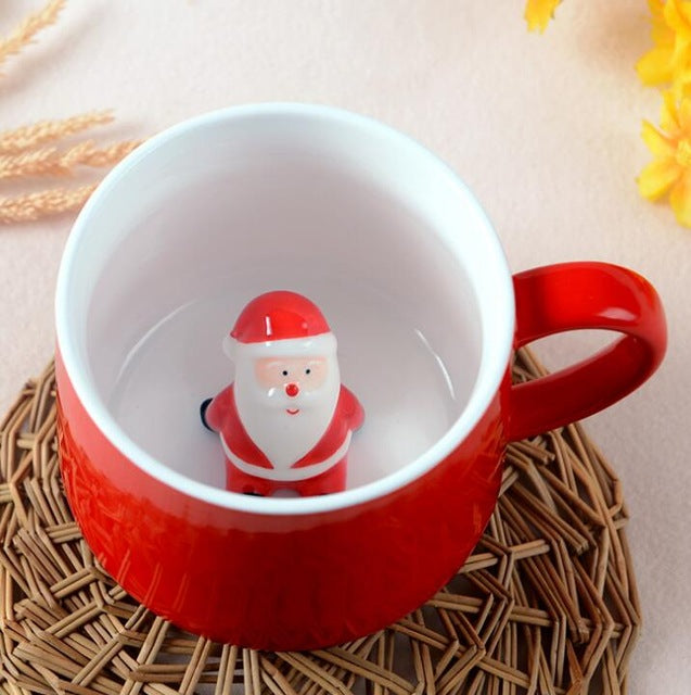 Weihnachtstasse, Kaffee-/Milch-/Frühstückstasse, Schneemann, Weihnachtsmann, Cartoon-Keramiktasse, 3D-Tier, Weihnachtsgeschenktasse für Freunde und Familie