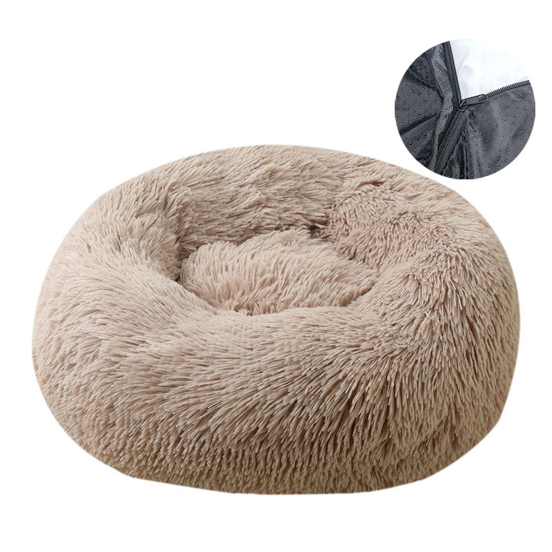 Hundebett, Abnehmbares und waschbares rundes Plüsch-Haustierbett, Katzenbett, warmes Haustierzubehör, Hundebett, Haustierbett, Haustiermatte