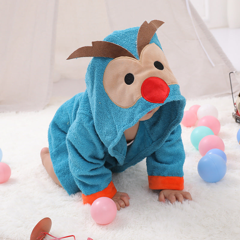 Kinder Strickjacke mit Kapuze Tier Bademantel Baby Home Kleidung Baumwolle Handtuch Material Baby saugfähiges Badetuch 