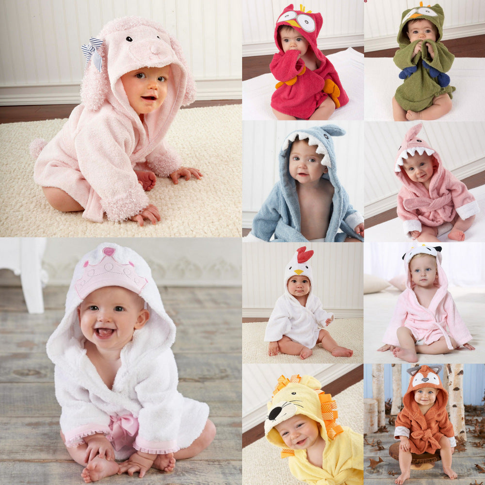 Kinder Strickjacke mit Kapuze Tier Bademantel Baby Home Kleidung Baumwolle Handtuch Material Baby saugfähiges Badetuch 