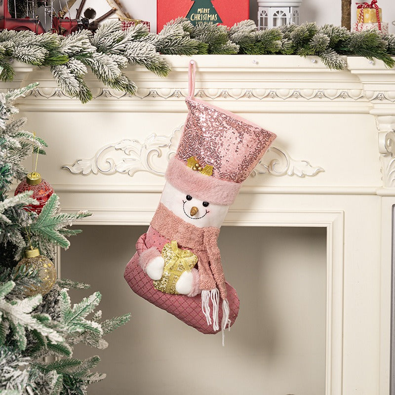 Weihnachtsdeko Weihnachten rosa Pailletten Weihnachtssocken Geschenksocken