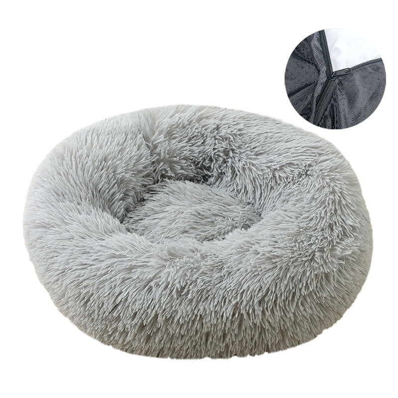 Hundebett, Abnehmbares und waschbares rundes Plüsch-Haustierbett, Katzenbett, warmes Haustierzubehör, Hundebett, Haustierbett, Haustiermatte