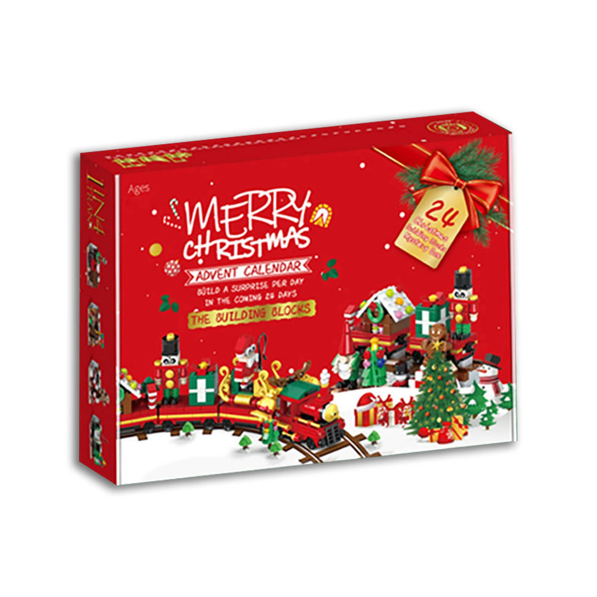 Kerstbouwstenen, 24 dagen aftelkalenders Blind Box, Kersttreinen Kerstman Railcar Bouwstenen