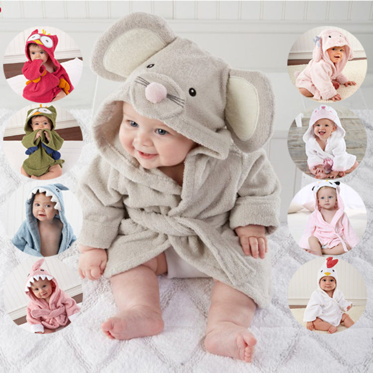 Kinder Strickjacke mit Kapuze Tier Bademantel Baby Home Kleidung Baumwolle Handtuch Material Baby saugfähiges Badetuch 