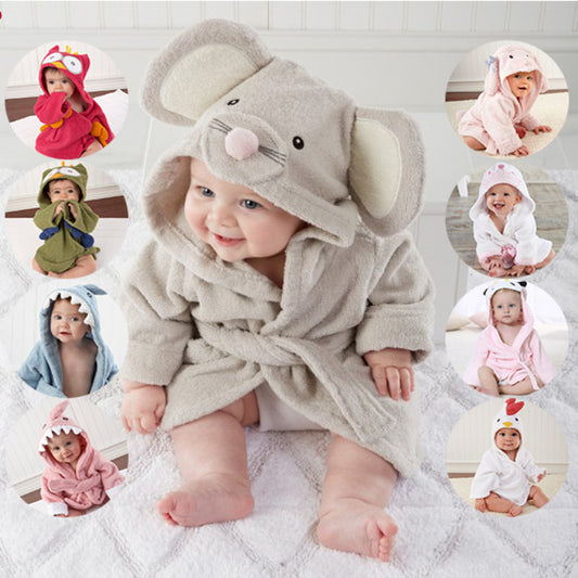 Kinder Strickjacke mit Kapuze Tier Bademantel Baby Home Kleidung Baumwolle Handtuch Material Baby saugfähiges Badetuch 