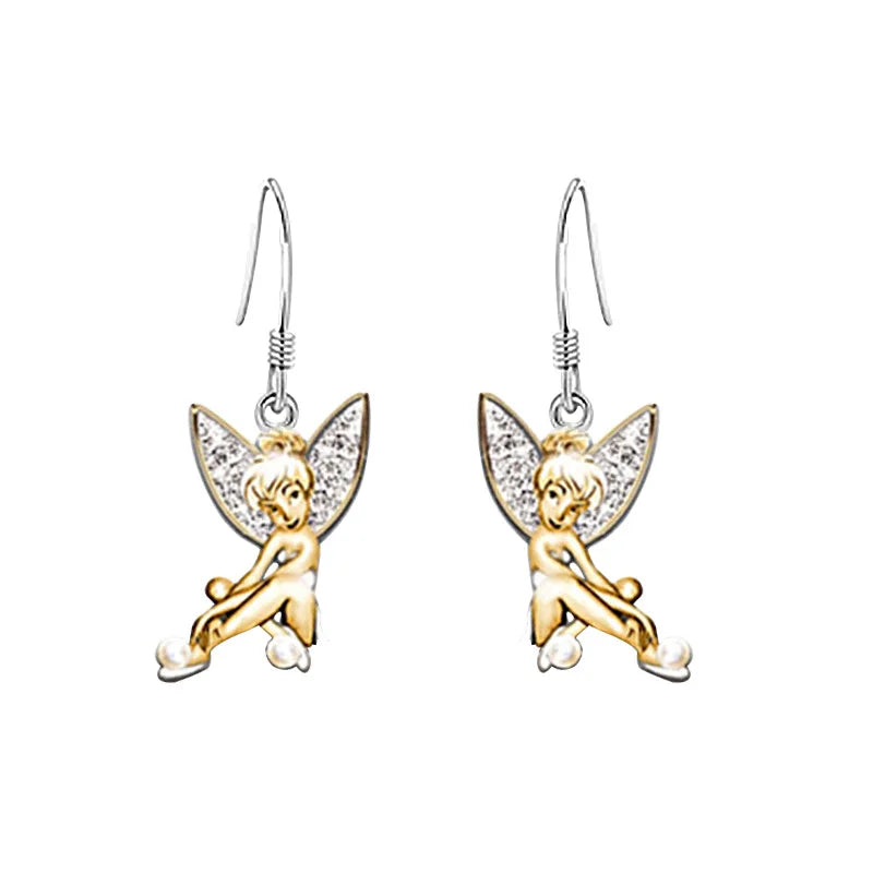 New Angel Fairy Drop Earrings Crystal Little Elf Dancer Dangle Earrings For Women Girl Fashion Jewelry Banquet Party Accessories