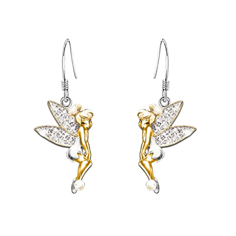 New Angel Fairy Drop Earrings Crystal Little Elf Dancer Dangle Earrings For Women Girl Fashion Jewelry Banquet Party Accessories