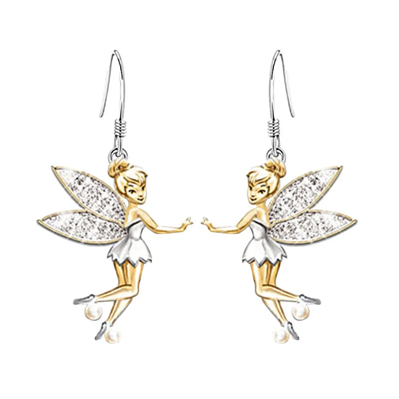 New Angel Fairy Drop Earrings Crystal Little Elf Dancer Dangle Earrings For Women Girl Fashion Jewelry Banquet Party Accessories