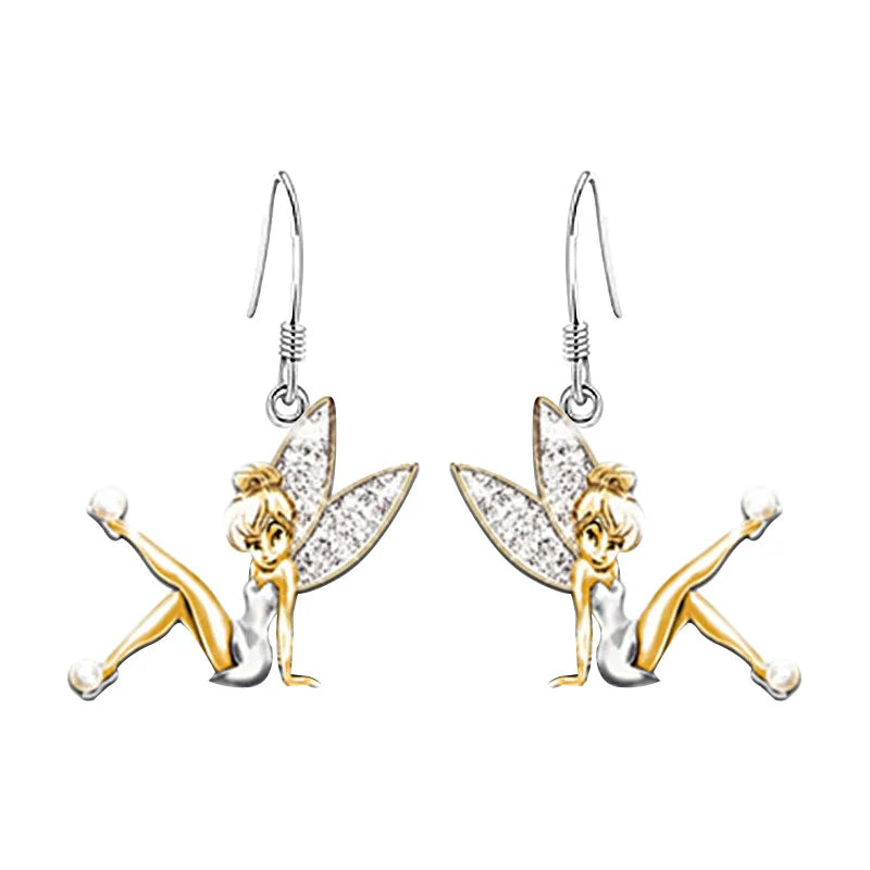 New Angel Fairy Drop Earrings Crystal Little Elf Dancer Dangle Earrings For Women Girl Fashion Jewelry Banquet Party Accessories