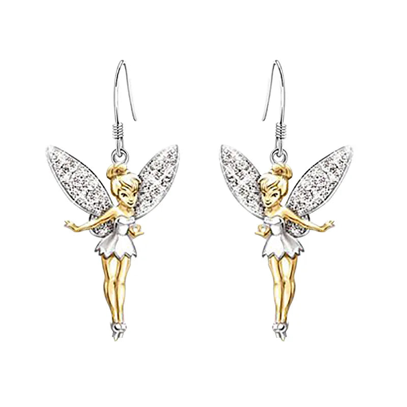 New Angel Fairy Drop Earrings Crystal Little Elf Dancer Dangle Earrings For Women Girl Fashion Jewelry Banquet Party Accessories