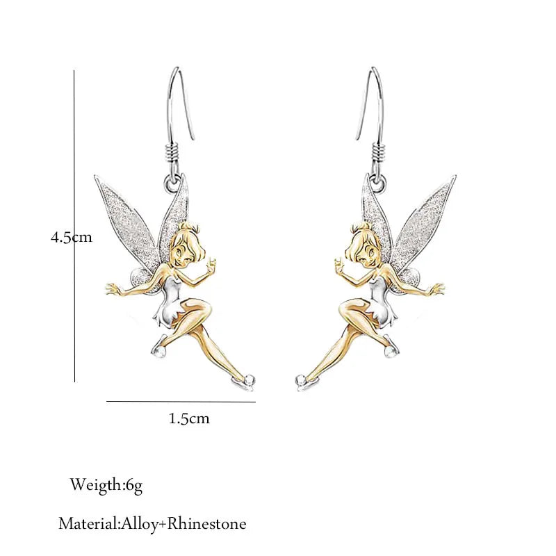 New Angel Fairy Drop Earrings Crystal Little Elf Dancer Dangle Earrings For Women Girl Fashion Jewelry Banquet Party Accessories